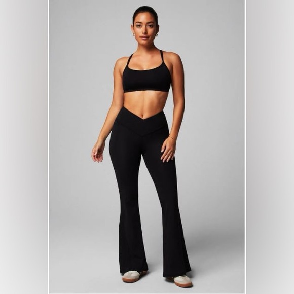 Fabletics Pants - NWT- Fabletics HW Crossover Flare -BLACK (32”) REGULAR INSEAM New!!